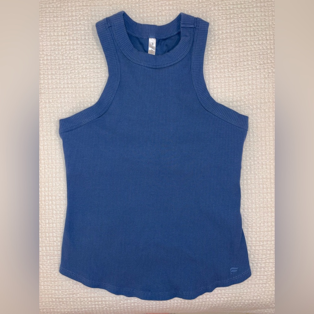 Fabletics Blue Ribbed Racerback Tank Top - Picture 2 of 12